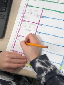 image of student completing a graphic organizer for explanatory writing