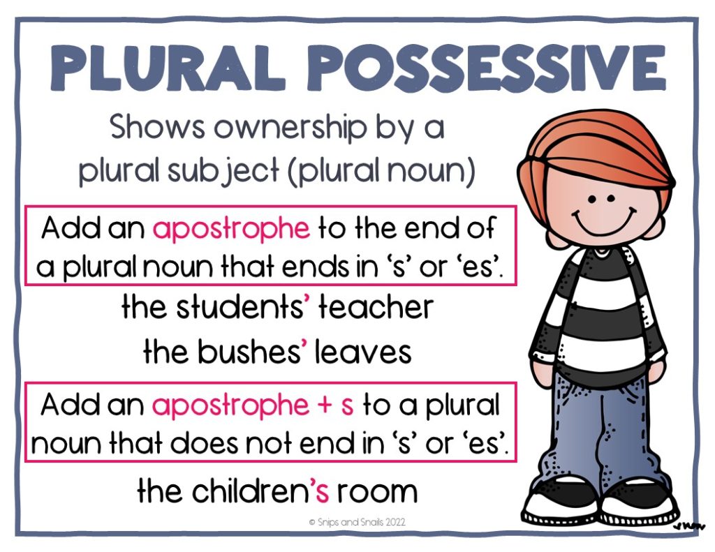 Apostrophes in Possessive Nouns - Snips and Snails Teaching