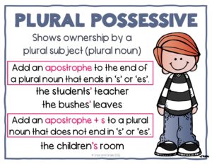 Plural possessive nouns anchor chart