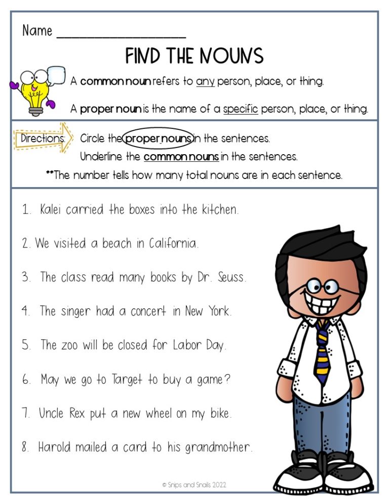 Common And Proper Nouns Snips And Snails Teaching