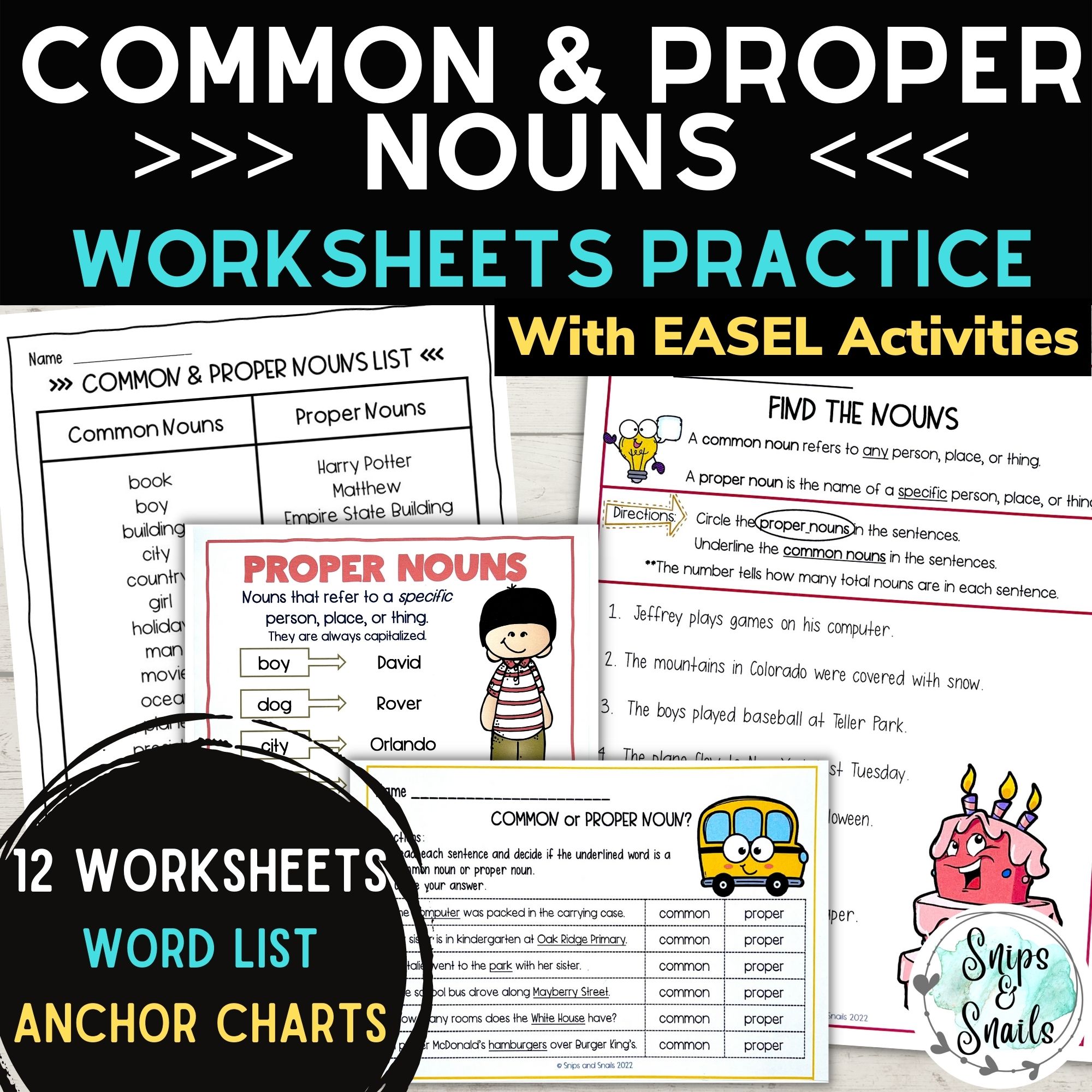 common and proper nouns worksheets resource on tpt