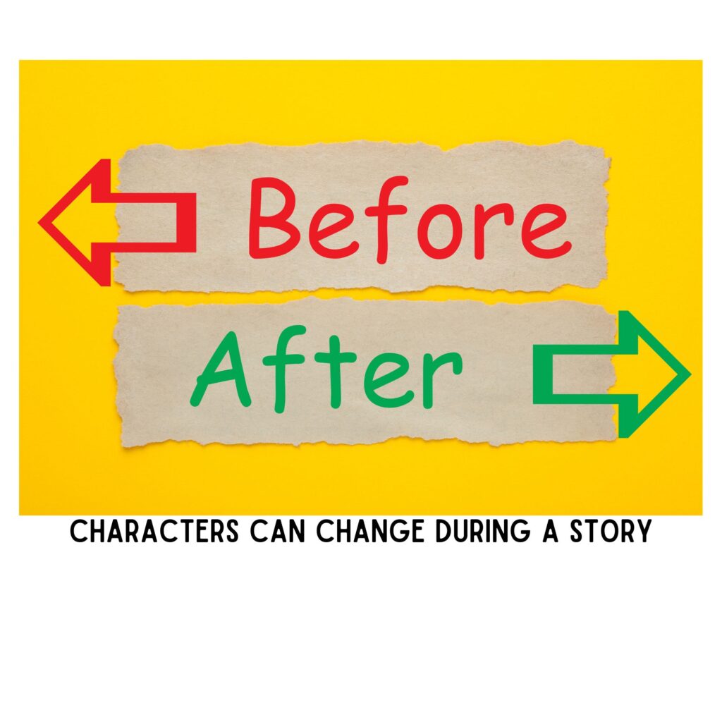 image of before and after signs on yellow background for study of character change