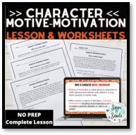 image of character motive - motivation lesson and worksheets