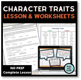 image of character traits lesson plan and activities unit