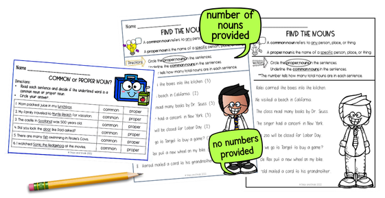 common and proper nouns worksheets: identifying and finding